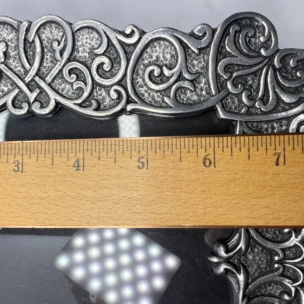 Vintage Pewter Filigree Heart Frame 5x7 Photo Ornate Celtic Knot Openwork Vtg